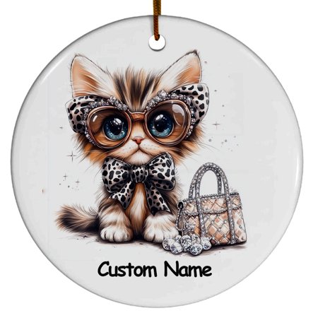 Munchkin Cat Ornament, Christmas Ornament 2025, Personalized Ornament with Name, Gifts for Cat Mom, Cat Dad, Gift for Cat Lovers, Cat Ornament 2025