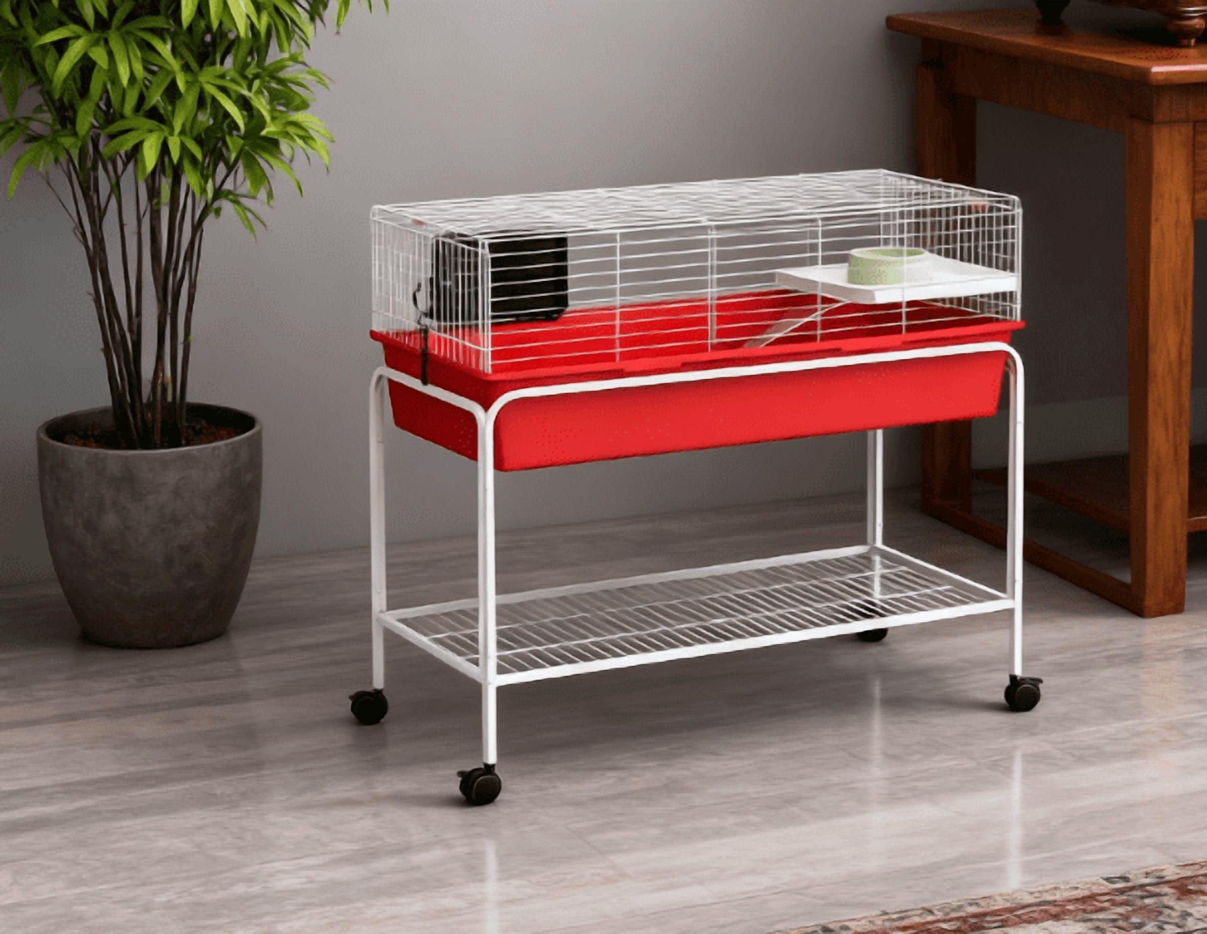 Two-Story Small Animal Cage Removable from Stand, 39" x 20.5" x 36.5", Red