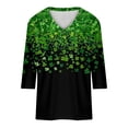 thumbnail image 5 of VgaVtl 3/4 Sleeve St Patrick Day Shirt Women V-Neck Womens T Shirts Shamrock Casual Vacation Regular Green Tops, 5 of 5