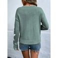 thumbnail image 4 of Women'S Star Pattern Crew Neck Drop Shoulder Casual Sweater Pullover Knitwear Green L, 4 of 7