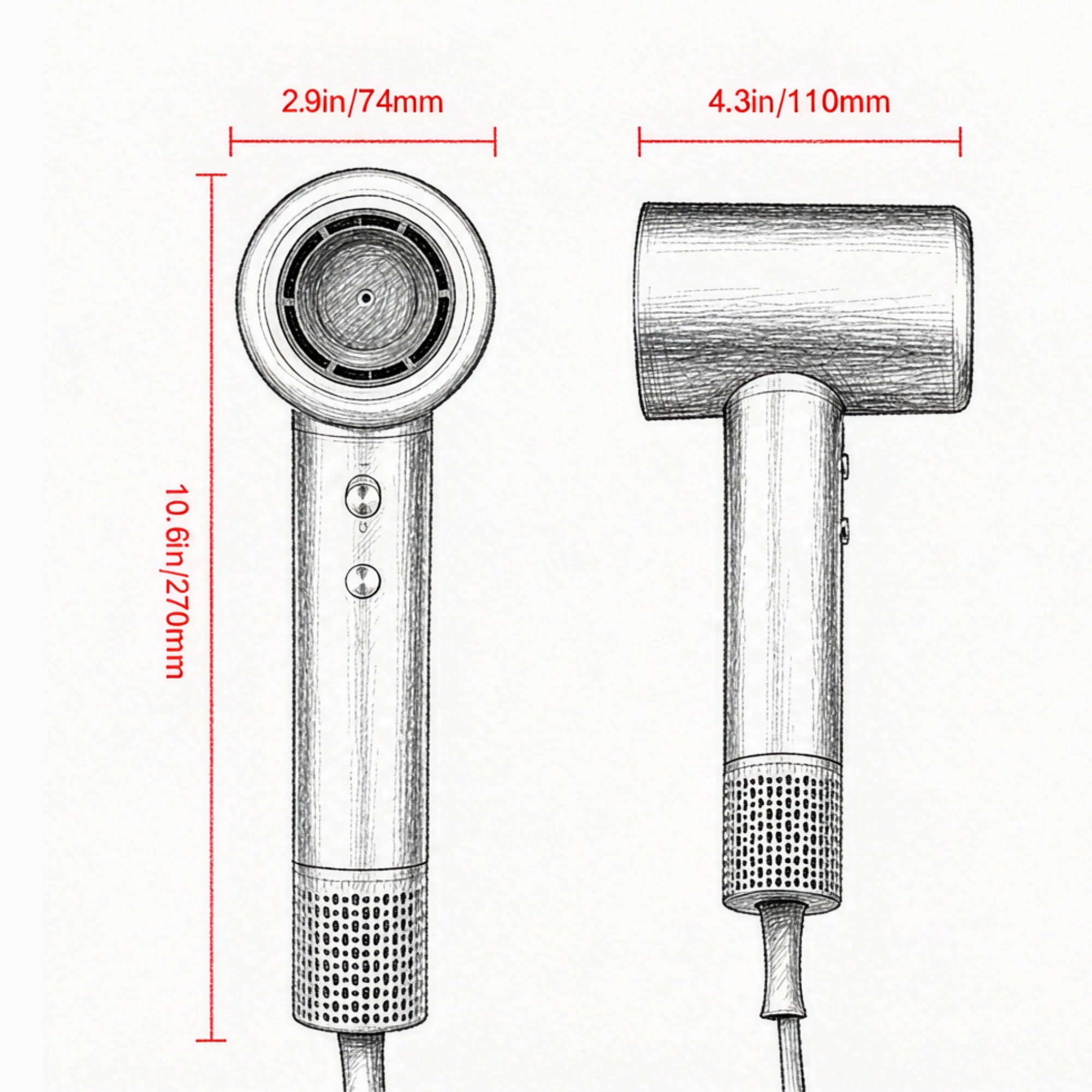 High-Speed Hair Dryer, 200M Negative Ion Blow Dryer with LCD Thermo-Control & Nozzle