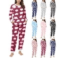 thumbnail image 2 of Fengactive Women's Long Sleeve Crew Neck Pajama Set With Pockets Printed Lounge Sets Two Piece Pj Outfits, 2 of 6