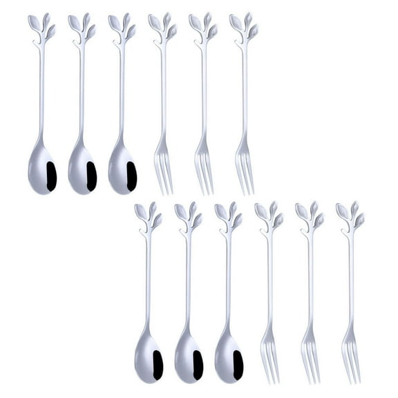 Hytrove Silver Stainless Steel Dessert Set 12Pcs 4.76X0.90in 4.76X0.43in