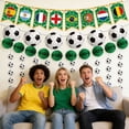 thumbnail image 3 of Dwellin Soccer Party Decorations International World Flags Banner Football Cutouts Honeycomb Bunting Garlands for Sports Birthday Match Viewing Supplies, 3 of 5