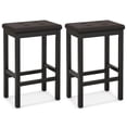 thumbnail image 1 of Patiojoy Upholstered Bar Stools Set of 2 Counter Height Stools with Button-tufted PVC Leather Seat & Sturdy Footrests Brown & Black, 1 of 7
