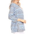 thumbnail image 4 of Sakkas Oana 3/4 Sleeve Split Neck Tribal Print Tunic - Sky Blue - 1X, 4 of 5