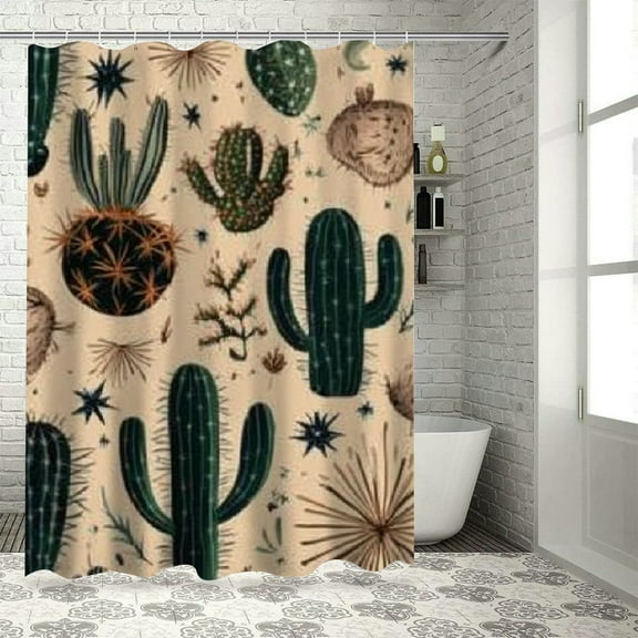 SHERONV Cactus Plants Pattern Shower Curtain 100% Polyester Chic Bathroom 36"x72