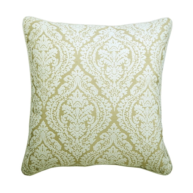 Funda de almohada decorativa de diseño en color marfil de 40 x 40 cm (16 x 16 pulgadas), con detalles en jacquard, estilo damasco, estilo victoriano - Damasco marfil brillante