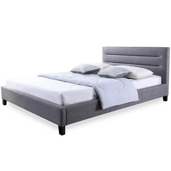 Kingfisher Lane Upholstered King Platform Bed in Gray