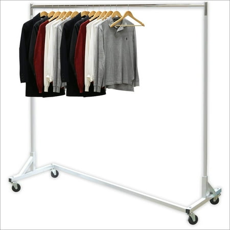 Simple Houseware Industrial Grade Z-Base Garment Rack  400lb Load with 62 Inch Extra Long bar  Silver