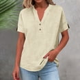 thumbnail image 2 of Rutainlusire Womens Button Notch V-Neck Tops Ladies Casual Solid Color Breathable Summer Tops, 2 of 6