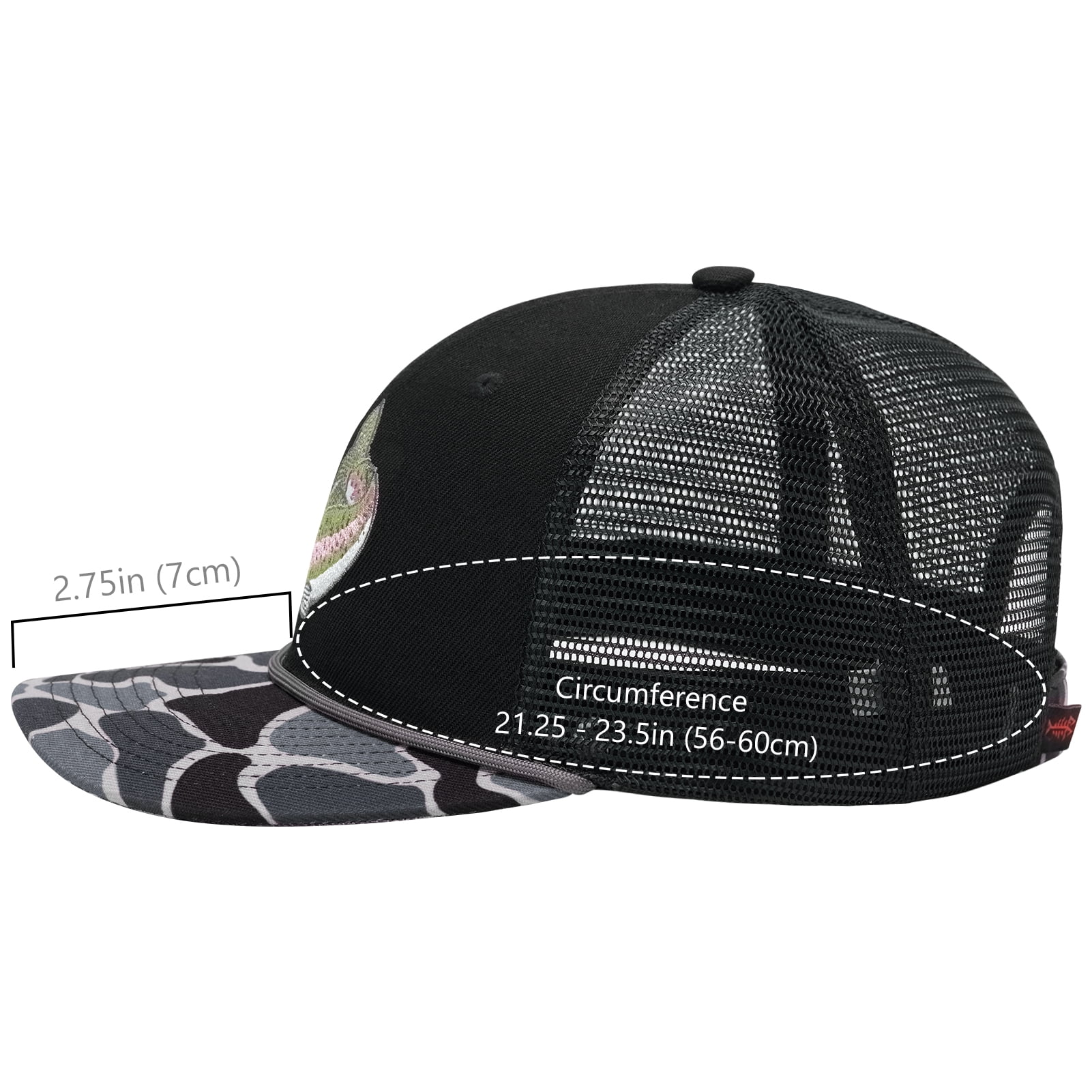 Bassdash Camo Rope Trucker Hat Adjustable, Embroidered Baseball Cap with Mesh Back for Hunting & Fishing