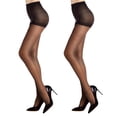 thumbnail image 1 of Pack de 2 medias transparentes de cintura alta para mujer - 20D con control superior, punteras reforzadas, sujeción y transpirabilidad, talla única (35-55 kg), 1 of 5