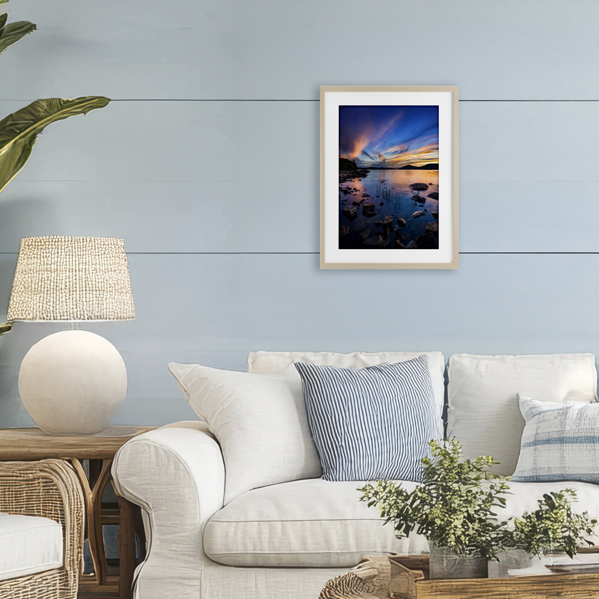 Stupell Industries Sunrise on Piseco Lake Birch Framed Print Under Glass, design by Jonathan Zaharek