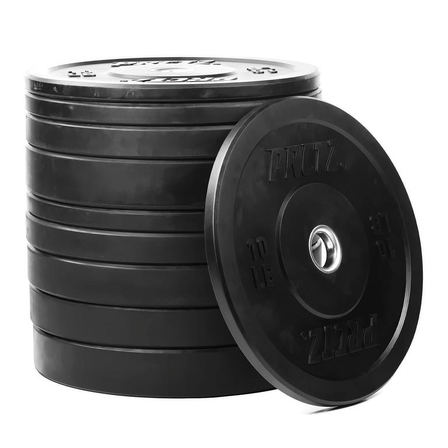 PRCTZ 15 lb Rubber Bumper Weight Plate Set, Fits 2 in. Diameter Barbell, Available in 10-45 lb
