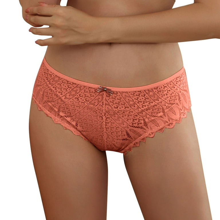 HUPOM Women'S Underwear Funny Underwear For Women Medium waist Elastic  Waist Solid Thong Orange 2XL 