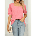 thumbnail image 2 of SIEANE 2023 Women’s Tops Casual Puff Short-Sleeve Basic Tunic Tee Square Neck T Shirts Loose Fit, 2 of 5