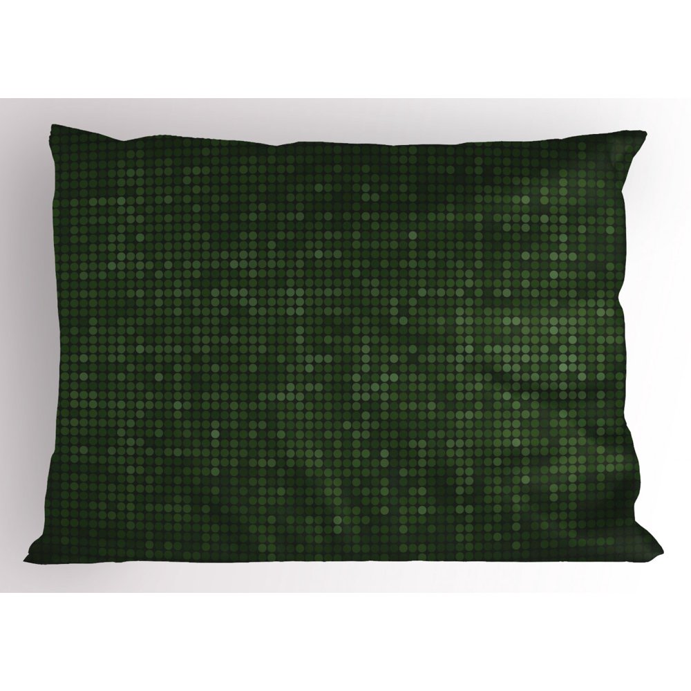 Forest Green Pillow Sham Spotty Pattern with Symmetric Little Dots