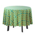 thumbnail image 1 of Vargottam Indoor/OutdoorRoundTablecloth 58 InchRoundTablecloth Waterproof PatioTableCloths- Spring/SummerTableCovers for Backyard CircularTable/BBQs/Picnic -Teal Blue & Yellow, 1 of 8