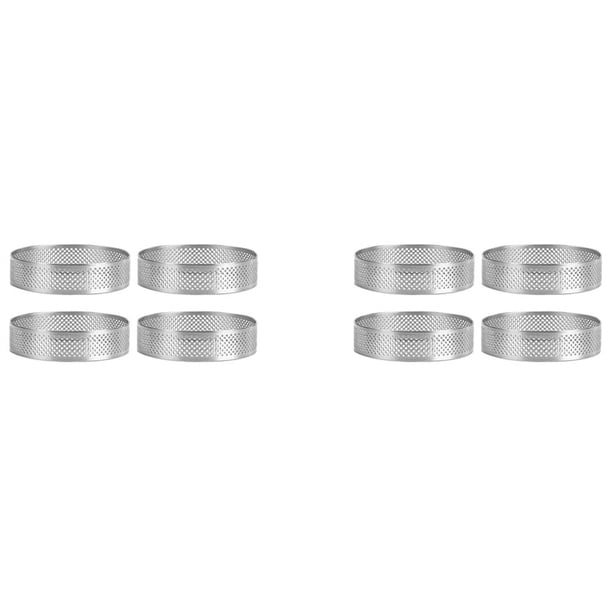 Paquete de 8 Anillos de Tarta de Acero Inoxidable de 2,4 Pulgadas, Anillo de Mousse de Pastel Perforado