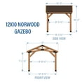 thumbnail image 3 of Backyard Discovery Norwood 12' x 10' Cedar Wood Gazebo, Galvanized Steel Roof, PowerPort, 3 of 12