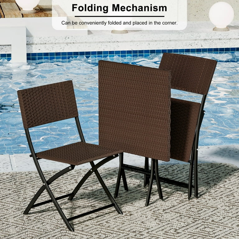 JQX Pieces Folding Bistro Set,No Assembly Foldable Rattan Chairs