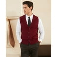 thumbnail image 2 of Kallspin Men's Wool Blend Cable-Knit V Neck Sleeveless Cardigan Vest Sweater(Burgundy Red,3X-Large,Tall), 2 of 9