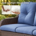 thumbnail image 3 of PARKWELL Outdoor 3 Seats Sofa - Rattan Wicker Patio Couch with Cushions - Steel Frame - Brown Wicker, Blue Cushions, 3 of 7