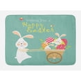 thumbnail image 1 of Easter Bath Mat, Smiling Bunny with a Cart Full of Colorful Eggs and Baby Rabbits Spring Holiday, Non-Slip Plush Mat Bathroom Kitchen Laundry Room Decor, 29.5 X 17.5 Inches, Multicolor, Ambesonne, 1 of 2