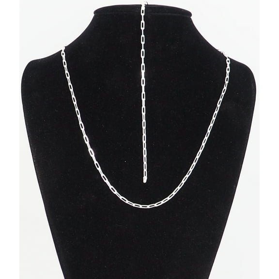 Solid 925 Sterling Silver Paper Clip Chain Bracelet (7") & Necklace (24") Set Made in Italy