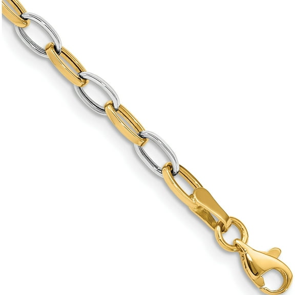 10K Two-Tone Polished Open Link Bracelet(Length 7.25) - Jbsp