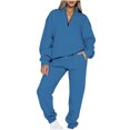 thumbnail image 2 of Summer Savings Clearance 2024! TAGOLD Womens Sweatsuit Sets, Women 2 Piece Outfits Sweatsuit Oversized Half Zip Sweatshirt and Long Pants Matching Lounge Set Fall Tracksuits, 2 of 5