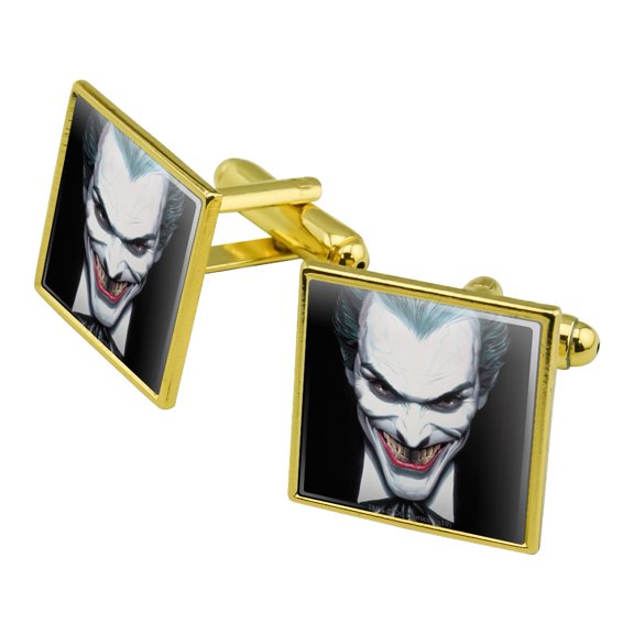 Batman Alex Ross Joker Head Square Cufflink Set - Silver or Gold