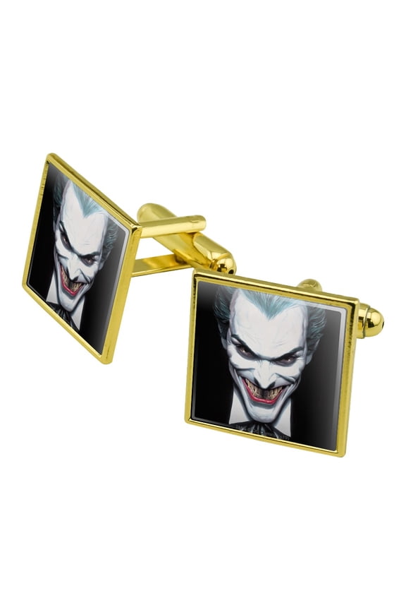 Batman Alex Ross Joker Head Square Cufflink Set - Silver or Gold