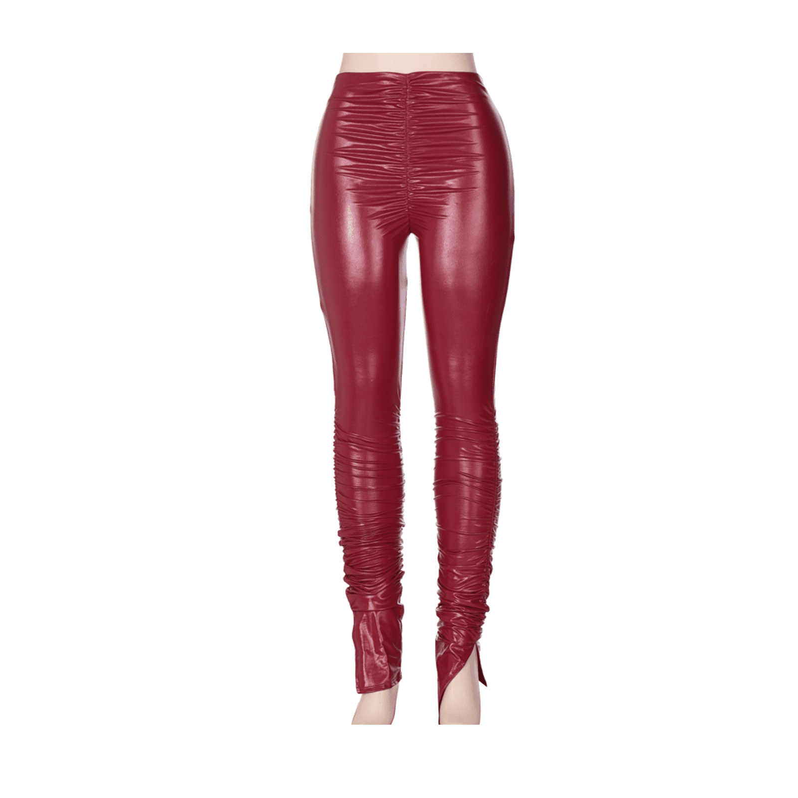 Waist Faux Leather Pants Liquid 