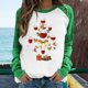 thumbnail image 2 of Camiseta informal de manga larga con cuello redondo y estampado navideño de retazos de primavera para mujer Fridja  bvmnju1582, 2 of 6