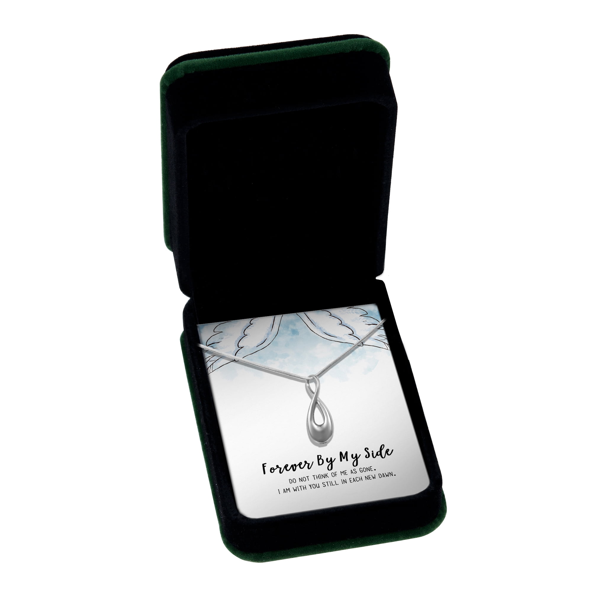 Anavia Silver Infinity Cremation Jewelry Stainless Steel Keepsake Memorial Urn Necklace for Human with"Forever By My Side" Comfort Card