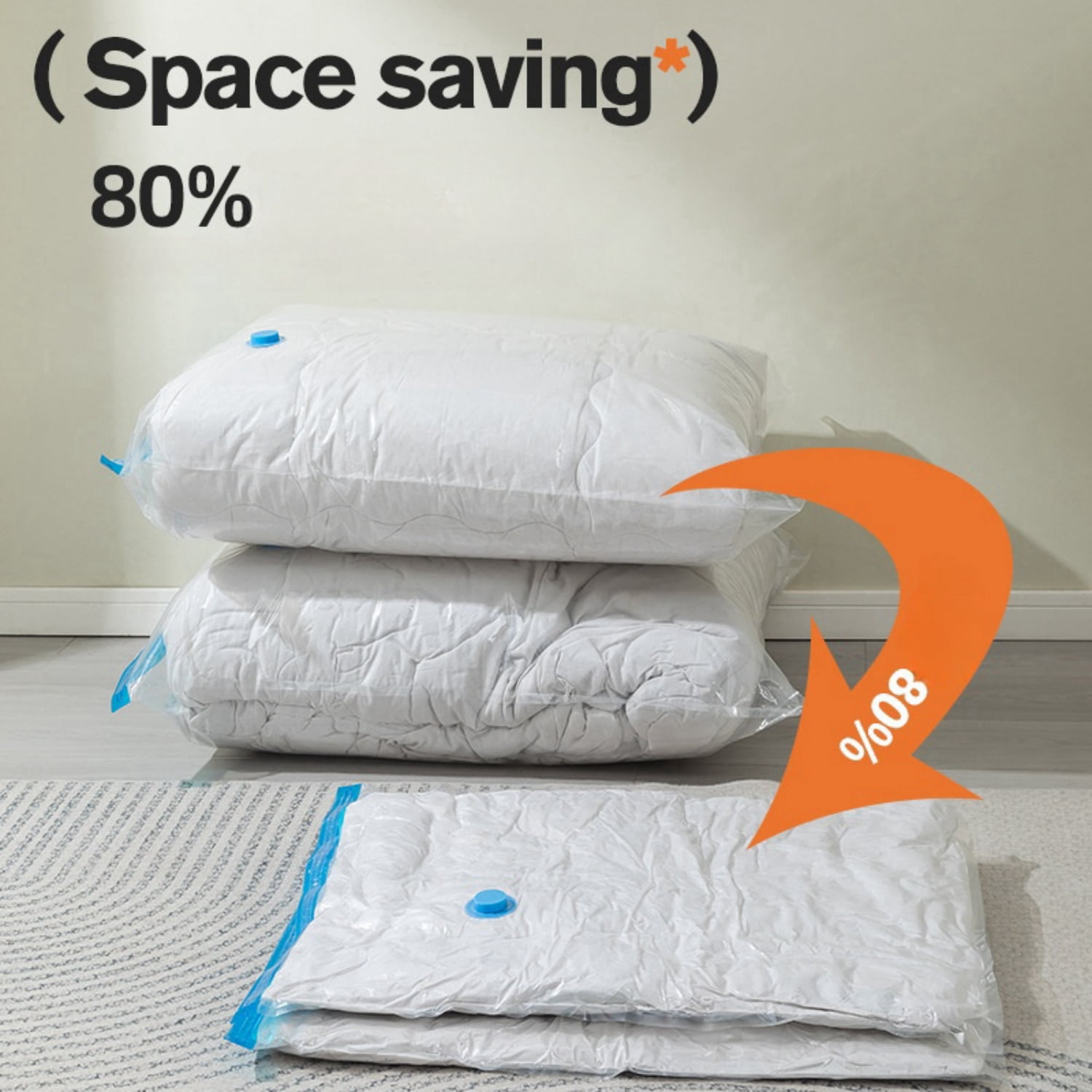 16 Pack Vacuum Storage Bags, Space Saver Bags (4Jumbo/4Large/4Medium/4Small) Compression Storage Bags for Comforters and Blankets, Vacuum Sealer Bags for Clothes Storage, Hand Pump Included