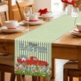 thumbnail image 4 of Easter Cotton Linen Table Runner for Dining Kitchen, Spring Green Stripes Easter Eggs Bunny Red Truck Wedding Outdoor Party Tablerunners, Dresser Scarf Coffee Tablecloth Runners 13x60 Inches, 4 of 8