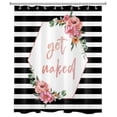 thumbnail image 2 of HVEST Black and White Striped Shower Curtain for Bathroom Pink Floral and Eucalyptus Leaf Country Plant Bathroom Shower Curtains with Hooks, Get Naked Bathroom Curtains Shower Set 60x72 inch, 2 of 5