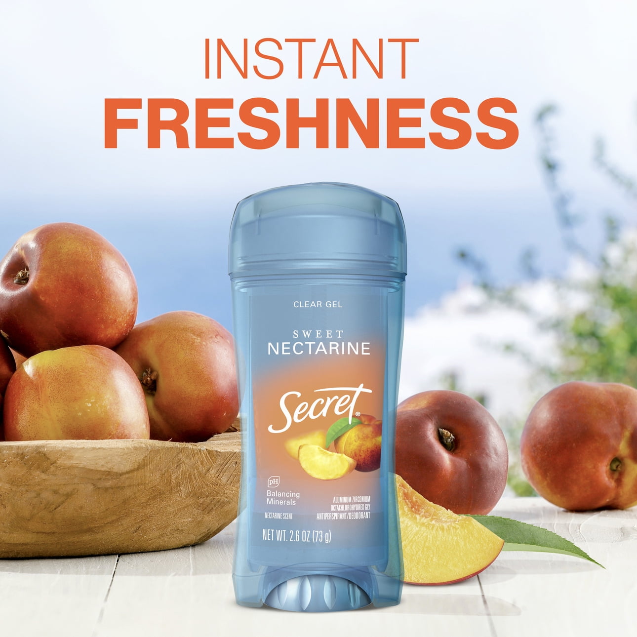 (3 pack) Secret Fresh Clear Gel Antiperspirant Deodorant, Sweet Nectarine, 2.6 oz