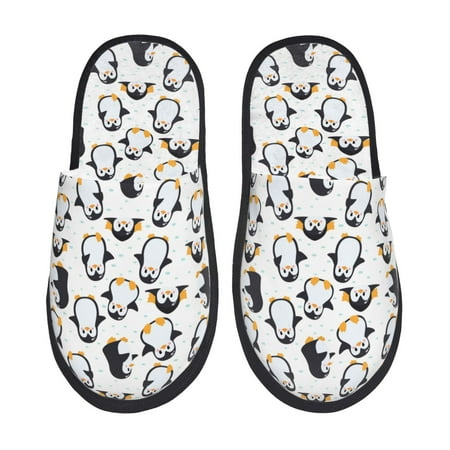 

Disketp whiter cute penguin Fuzzy House Memory Foam Slippers Furry Fur Lined Bedroom Shoes Cozy Indoor-Medium