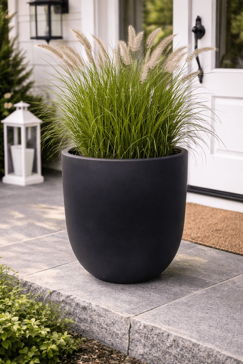 Magic garden Mosswood Resin Planter Matte Black Finish 18 Inch