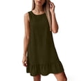 thumbnail image 6 of biudgviw Summer Dresses for Women Ruffle Hem Sleeveless Crewneck Tank Dress Fashion Tie Back Casual Knee Length Dress, 6 of 6