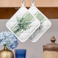 thumbnail image 2 of Sage Green Eucalyptus Leaves Pot Holders for Kitchen Heatproof Potholder, 2 Pack Farmhouse Stripe Botanical Hot Pads Multipurpose Oven Pads Cloth Potholders Trivet for Cooking and Baking, 2 of 8