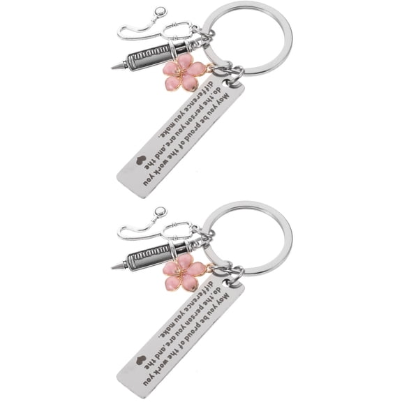 unbranded 2pcs Metal Key Ring Bag Pendant Backpack Hanging Decor Nurse Day Doctor Keychain Gift