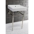 thumbnail image 2 of Kingston Brass KVPB2018W46 Edwardian 20" Porcelain Console Sink with Brass Legs (4-Inch, 3-Hole), White/Polished Nickel, 2 of 8