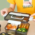 thumbnail image 4 of Lunch Box With 3 Compartments For Children Snack & Lunch - Single-Layer Sealed Food Box With Cutlery For School Work Picnic Travel, 4 of 10