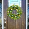 thumbnail image 2 of Clearance! Easter Wreath Artificial Easter Egg Wreath for Front Door Spring Colorful Wildflowers Door Wreath with Pastel Eggs Berries and Mixed Twigs for Indoors Home Wall Easter Decorations 45cm*45cm, 2 of 9