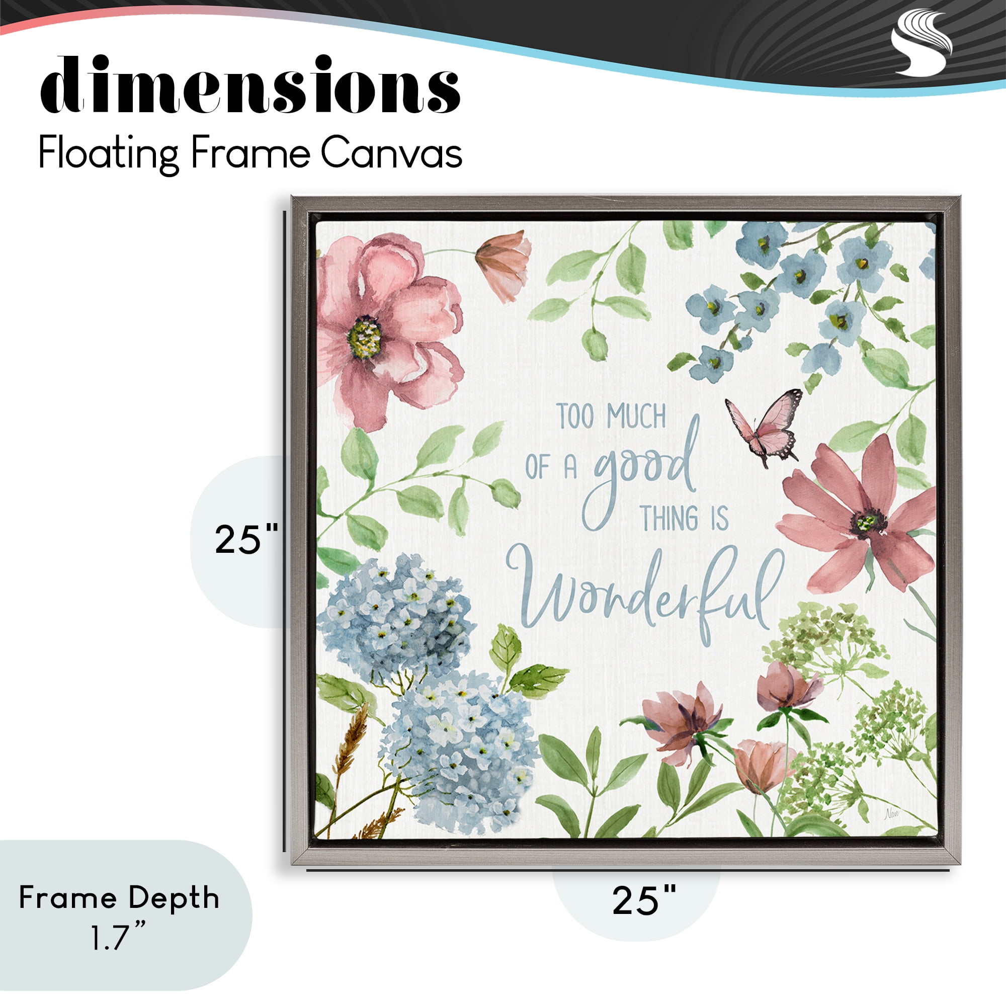 Stupell Industries Too Much Of A Good Thing Gray Framed Floater Canvas Wall Art, design by Nan
